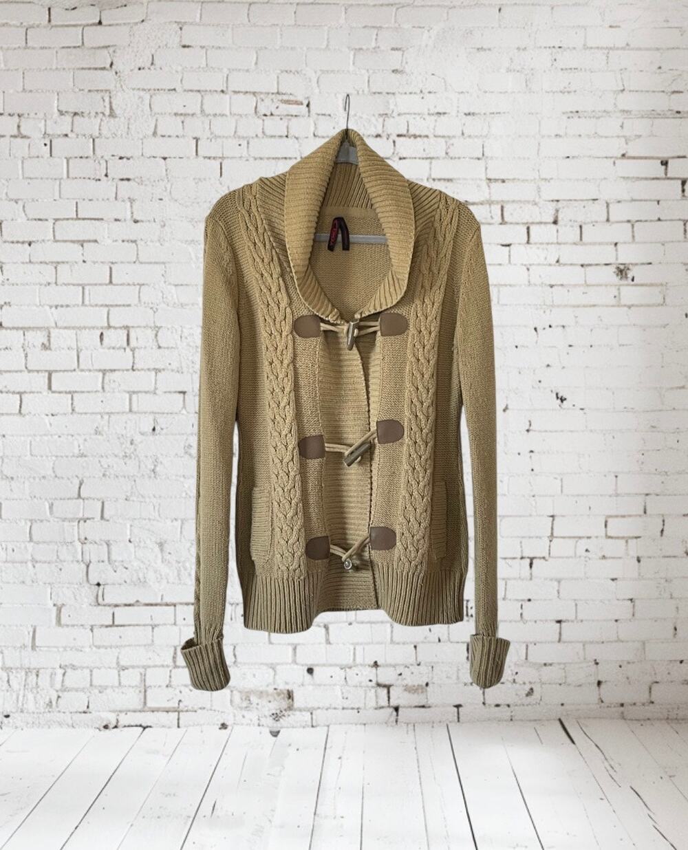 Heavy Knit Yoki Cardigan Light Brown Size Large